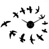 Orologi da parete Orologio decorativo a specchio Uccelli volanti Design moderno Lusso Frameless Fai da te Grande orologio Nature Room Decor