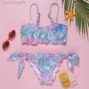 One-Pieces 3-14Y Teenager Girls Swimsuit Two pieces Children Swimwear Mermaid Scale Girls Swimwear Kids Bikini sets Cute Beachwear W0310