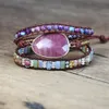 Charm Bracelets Leather Wrap Bracelet Exclusive 3 Strands Natural Stone Multi Color Bohemian Pearls Crystal Weave bracelet wrap Bracelet Gifts 230306