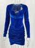 Casual Dresses Sexy Bodycon Dresses For Women Clothes Sexy Club Outfits For Women Clubwear Velvet Dress Blue Slip Dress New Arrival 2022 Spring Z0216