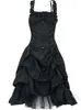 Casual Dresses Neue Vintage Elegante Spitze Up Goth Retro Party Kleider Frauen Gothic Punk Kleid Y2K Lange Flare Hülse Sexy Schwarz Mesh Sägen Kleid Z0216