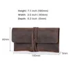 Pencil Bags Handmade Cowhide Leather Pen Bag Retro Vintage Roll Pencil Case Pouch Stationery Dropshipping J230306