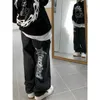 Damskie dżinsy American Street Clothing Retro Trend dżinsy kieszonkowe gwiazda gwiazda drukowania wysokiej talii zwykłe duże proste spodnie kobiety 230303