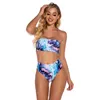 Kvinnors badkläder 2023 Tie Dye One Shoulder Bikini Brasilianska baddräkt Kvinnor Separera sexig Push Up High midjebaddräkt strandkläder