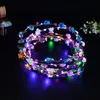 Flitsende LED -haarbanden snaren Glow Flower Crown hoofdbanden Licht feest Rave Floral Garland Liminous Decorative Wrans