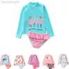 Eendelig Flamingo-badpakset Meisjes 2-delige zonbescherming Rash Guard-set Kinderen Meisjes Strand Lange mouw Zwemshirt en shorts