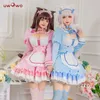 Anime Costumes Uwowo Game Nekopara Vol4 Vanilla Maid Dress Cosplay Come Chocola Vanilla Cute Blue Dress for Women Girl Outfits Z0301