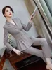 Women's Suits Blazers High Quality Business Suits Fashion Temperament Double Breasted Plaid Slim Formal Blazer And Pants Office Ladies Work Wear 230306