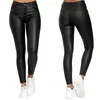 Женские брюки Capris pu кожаные эластичные леггинсы сплошной цвет с высокой талией эластичный тонкий карандаш модные брюки уличная одежда уличная одежда
