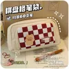 Ołówki torby Kawai Canvas Śliczne japońskie szachownica Student School School School Supplies Duża pojemność Pencil Case Powrót do szkoły Śliczna torba J230306
