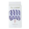 Falska naglar 24st Fake Set Press On Faux Ongles French Long Coffin Tips Gradient Purple Jade Designs DIY Manicure Supplies