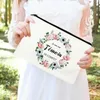 Cosmetic Bags Temoin Flower French Printed Women Make Up Bag Bridesmaid Case Travel Toiletries Organizer Wedding Gifts For Witness