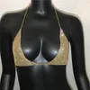 Tanques femininos Cadeia de sutiã sexy com strass cristal de jóias de luxo Acessórios para o peito Suspenders de menina sem costas