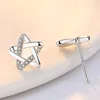 Stud Earrings Zircon Hollow Five-pointed Star Personality Temperament Female Silver Wholesale