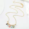 Pendant Necklaces 6Pcs Creative Personality Color Tassel Multcolor Eye Necklace Resin Turkey Eyes Link Chain Jewelry