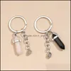 Клавины Lanyards Natural Crystal Quartz Stone Key Кольцо кольцо любовь магнитная кнопка для пары друзей подарки DIY ручной ювелирные изделия k dhncg