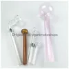 Smoking Pipes Pyrex Glass Oil Burner Pipe With 185Mm 150Mm 100Mm 60Mm Colored Thick Hand For Bubbler Drop Delivery Home Garden House Dhaji