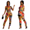 2023 New Sporty Two Piece Sets Outfits Femmes Slim Crop Top et Leggings Set Free Ship