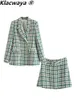 2 피스 드레스 Klacwaya Tweed Suit Skirt Set Women Elegant 2 Office Suits Blazer S Highwaisted Skirts 230306