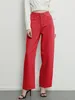 Women's Jeans ZHISILAO Wide Leg High Waist Jeans Women Vintage Baggy Boyfriend Full Length Denim Pants Red Purple Long Trousers 230306