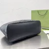 Ophidia Tote Shopping Bag Borsa nera trapuntata Borsa interna con cerniera di grande capacità in vera pelle Lettere alla moda con fibbia magnetica