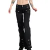 Kvinnors jeans xingqing gotiska kvinnor baggy jean estetik dragkedja mörk akademi streetwear punk casual denim byxor e tjej blossade byxor
