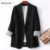 Women's Suits Blazers Fashion Business Plaid Suits Women Work Office Ladies Long Sleeve Spring Casual Blazer 230306