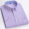 Casual shirts voor heren s ~ 7xl katoenen shirts voor mannen korte mouw zomer plus size geruit shirt gestreepte man mannelijk shirt bedrijf casual wit reguliere fit 230303