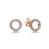 925 Silver Rose Gold Charm round Series Stud Earrings Fashionable Earrings Earrings Classic