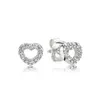 925 Gümüş Fit Pandora Küpe Kristal Moda Kadın Mücevher Hediye Kulak Çılgınlığı İmza Yay Kare Matkap Aşk Kalp