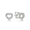 925 Argent Fit Pandora Boucles D'oreilles Cristal De Mode femmes Bijoux Cadeau Boucles D'oreilles Signature Arc Carré Foret Amour Coeur