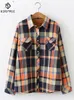 Women's Blouses Shirts Velvet Thick Warm Women's Plaid Shirt Female Long Sleeve Tops M-5XL Winter Fleece Casual Check Blouse Autumn Clothes T77710A 230306