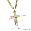 Pendant Necklaces Hip Hop Men's Stainless Steel Jesus Christ Cross Necklace Transfer Amulet Sweater Chain Holiday Party High-end Gift
