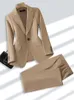 Женские костюмы Blazers Женщины формальный костюм для брюк Beige Khaki Pink Ladies Blazer Juper Buctd