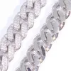 Factory Price Hip Hop Jewelry 12mm 19mm Wide 2rows 925 Silver Pass Diamond Tester Moissanite Diamond Necklace Cuban Link Chain