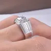 Wedding Rings LESF 925 Sterling Silver Plating Platinum Color Full 1 Carat Men Jewelry 230303