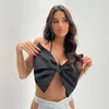 Débardeurs pour femmes Sexy Halter Big Bow Débardeur Bustier Noir Crop Pour Femmes 2023 Été Y2k Vêtements Casual Beach Vacation Cami Femme Club Wear