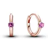 925 Argent Fit Pandora Boucles D'oreilles Cristal De Mode femmes Bijoux Cadeau Clous D'oreille Solitaire Huggie Hoop Boucle D'oreille Avec Rose Violet Bleu Cristal