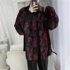 Camicie casual da uomo Camicia Uomo Primavera Autunno Temperamento retrò Rose Stampato a maniche lunghe Cappotto oversize maschile allentato moda coreana