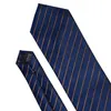 Pañuelos de lazo Corbata de hombre Oro Azul marino Rayas 100% Corbata de seda Barry.Wang 3.4 "Jacquard Fiesta Boda Tejido Diseñadores de moda Corbata para hombres DS-5032 230306