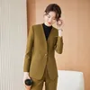 Abiti da donna Blazer Abiti da lavoro da donna con pantaloni e giacche Cappotto Autunno Inverno Stili OL Abbigliamento da lavoro professionale Tailleur pantalone Blazer Pantaloni Set 230306