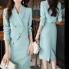 Zweiteiliges Kleid Hohe Qualität Koreanische Frühling Herbst Bleistiftrock Blazer Sets Outfits Weibliche Formale Business Damen Büro Damen Arbeitsjacke Anzug 230306