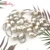 Chaînes 6x7-7x8mm ovale perle d'eau douce perles de pierre naturelle pour femme année de noël cadeau bijoux argent plaqué chaîne collier 44"