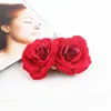 Headpieces Simulering Silkduk Velvet Rose Flower Metal Insert Comb Fashion Hair Accessories Wedding Huvudbonad