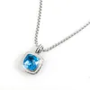 Kvinnor halsband blå topas zirkonhänge halsband för kvinnor mode koppar smycken bankbanan tillbehör gåva