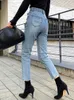 Damenjeans, klassische Jeans für Damen, hohe Taille, knöchellang, gerade Hose, modische Slim-Fit-Waschung, weibliche Denim-Hose, Boyfriend-Jeans für Mädchen, 230306