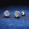 Stud Smyoue White Gold Plated 14ct oorringstuds voor vrouwen 4 klauwen briljante Halo Lab Diamond Jewelry S925 Solid Silver 230303