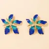 Dangle Earrings Women's Large Flower Trendy Color Alloy Metal Statement Jewelry Pendant