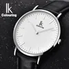 Relojes de pulsera para colorear, relojes minimalistas ultrafinos para hombre, correa de cuero genuino, reloj de cuarzo informal a la moda para hombre de negocios