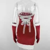 Lässige Kleider Weihnachtsjahr Partykleid Sexy Outfits für Frau Roter Samt Rückenfrei, figurbetont Mini mit Handschuhen N33-DZ25Casual